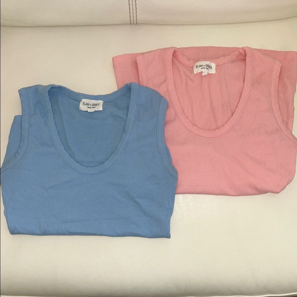 USED-LIKE NEW Women's Sleeveless Tank Tops - Blue and Pink